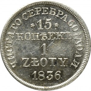 Russische Teilung, Nikolaus I., 15 Kopeken=1 Zloty 1836 MW - schön