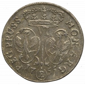 Knížecí Prusko, Fridrich II., šestipence podle polského vzoru 1755, Königsberg