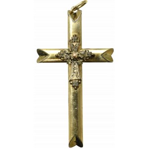 Silesia, Biedermeier cross 19th century gilt