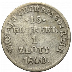 Russische Teilung, Nikolaus I., 15 Kopeken=1 Zloty 1840