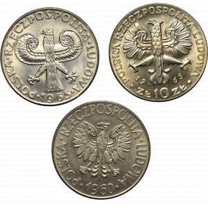 Polská lidová republika, sada 10 kusů zlata 1960-65