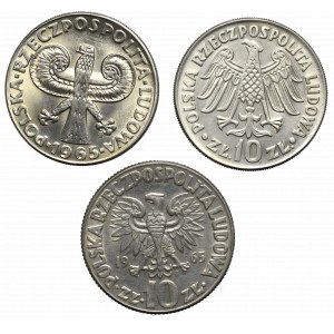 Poľská ľudová republika, sada 10 zlatých mincí 1964-65