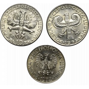 Poľská ľudová republika, sada 10 kusov zlata 1965-73