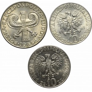 Poľská ľudová republika, sada 10 kusov zlata 1965-69