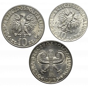 Poľská ľudová republika, sada 10 kusov zlata 1965-69