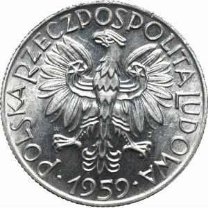 People's Republic of Poland, 5 zloty 1959 Fisherman - double sunflower