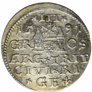 Sigismund III, 3 groschen 1591, Riga