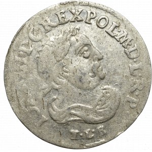 Ján III Sobieski, šesták 1684, Bydgoszcz - úzka hlava/koruna s 10 drahokamami na gombíkoch