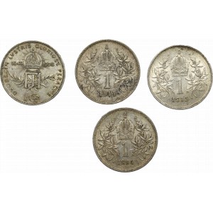 Rakúsko-uhorský súbor 1 koruna 1894-1915 (4 exempláre)