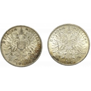 Österreich-Ungarn, Satz von 2 Kronen 1912 - 2 Exemplare
