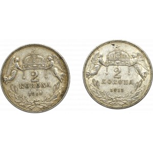 Hungary, Lot of 2 corona 1913