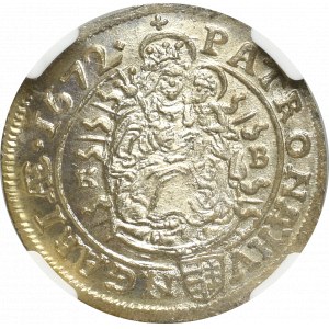 Węgry, Leopold I, 6 krajcarów 1672 - NGC MS65