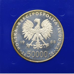 Polská lidová republika, 50 000 zlotých 1988 Pilsudski