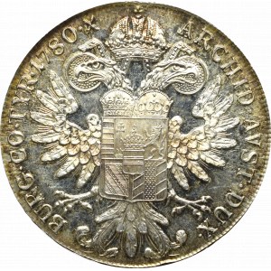Rakúsko, Mária Terézia, Thaler 1780 - nová zrkadlová razba