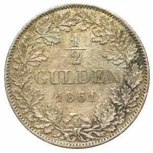 Nemecko, Württembersko, 1/2 gulden 1861