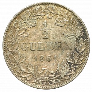 Germany, Wurtemberg, 1/2 gulden 1861