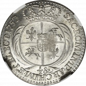 Germany, Saxony, Friedrich August II, 3 groschen 1753, Leipzig - NGC MS65