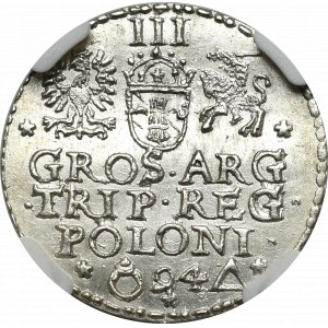 Sigismund III Vasa, 3 groschen 1594, Marienburg - NGC MS63