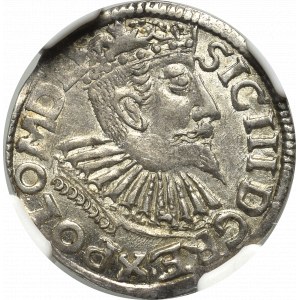 Sigismund III, 3 groschen 1595, Bromberg - NGC MS62