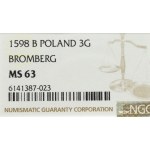 Sigismund III Vasa, 3 groschen 1598, Bromberg - NGC MS63