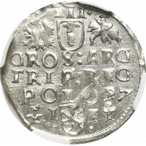 Zygmunt III Waza, Trojak 1597, Wschowa - PIĘKNY - NGC MS64