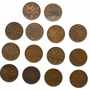 Second Republic, Set of 2 pennies 1923-1939 (14 pieces).