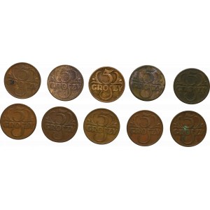 Second Republic, Set of 5 pennies 1923-1939
