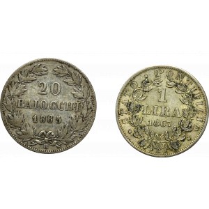 Watykan, Pius IX, Zestaw 20 baiocchi i 1 lira