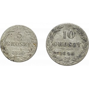 Poland under Russia, Lot of 5 and 10 groschen 1840