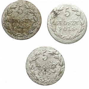 Kingdom of Poland, Alexander I, Set of 5 pennies 1819-22