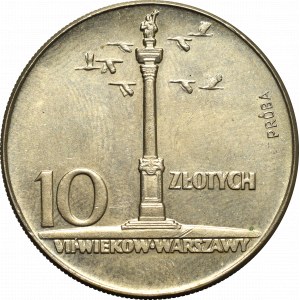 Polská lidová republika, 10 zlotých 1965 VII wieków Warszawy - raritní vzorek CuNi