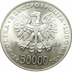 Polská lidová republika, 50 000 zlotých 1988 Pilsudski