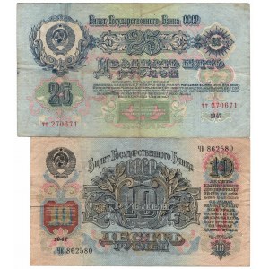 Rusko, sada 10 a 25 rubľov 1947