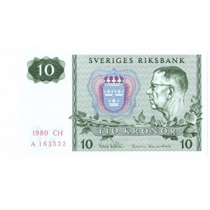 Szwecja, Zestaw 10 koron 1968 i 1980 (2 sztuki)