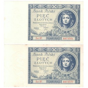 II RP, 5 gold 1930 BF - set of 2 pieces