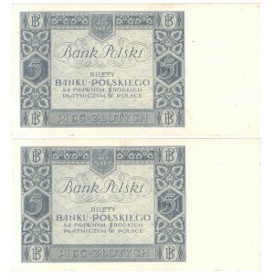 II RP, 5 gold 1930 DS - set of 2 pieces, consecutive issues