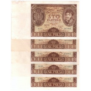 II RP, 100 zloty 1934 - set of 10 pieces