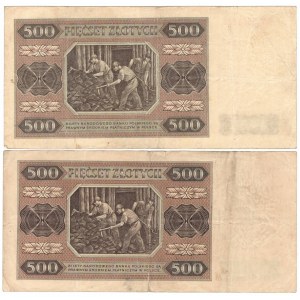 PRL, 500 Zloty 1948 - 2 Exemplare - Serien AD und AY