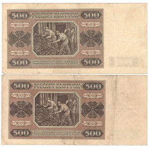 PRL, 500 złotych 1948 - 2 egzemplarze - Serie AD i AY