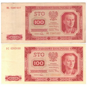 PRL, Satz von 100 Zloty 1948 - 2 Exemplare Serie: BL, IC