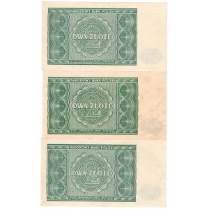 PRL, 2 zloty 1946 set of 3 pieces
