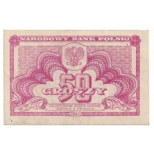 People's Republic of Poland, 50 groszy 1944 with no series or numbering