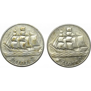 II Republic of Poland, lot of 2 zloty 1936 Ship