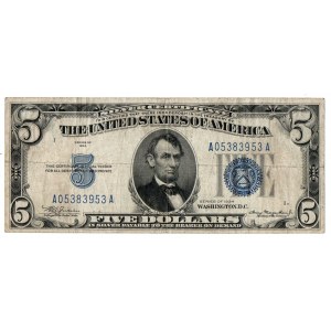 USA, 5 dolarów 1934 niebieska pieczęć