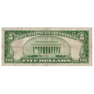 USA, 5 USD, modrá známka z roku 1934