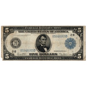 USA, $5 1914 blue stamp
