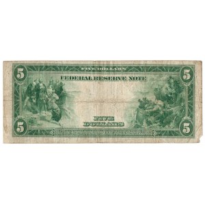 USA, 5 USD, modrá známka z roku 1914