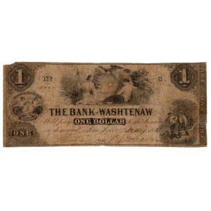 USA, 1 dolár 1854 Michigan - The Bank of Washtenaw in Ann Arbor