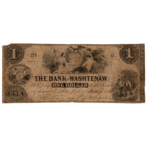 USA, $1 1854 Michigan - The Bank of Washtenaw in Ann Arbor