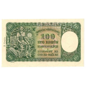 Slovakia, 100 Crowns 1940 Specimen